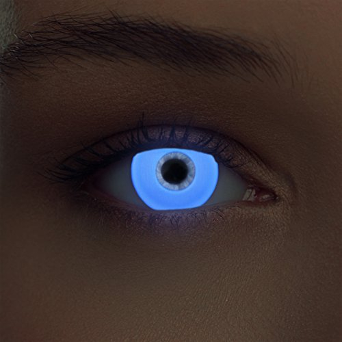 DESIGNLENSES, Leuchtende weiße Halloween The Purge Kostüm UV Licht Kontaktlinsen, 1 Paar (2 Stück),weiche Schwarzlicht Farblinsen ohne Stärke (Glowing White)
