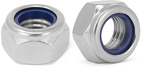 Sicherungsmutter Sechskantmutter DIN 985/ISO 10511 Standard Form Edelstahl A2 V2A, Stoppmutter selbstsichernde Mutter Edelstahlmutter Sechskant Schraubenmutter (M4, 25 Stück)
