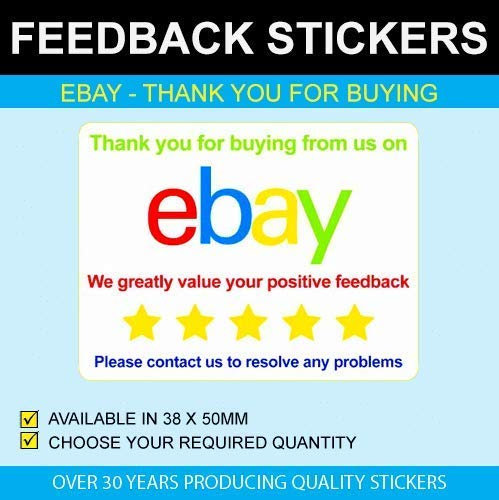 Ebay Feedback Aufkleber - 38 x 50mm (1.5 x 2 Inches) - Pack - 1000