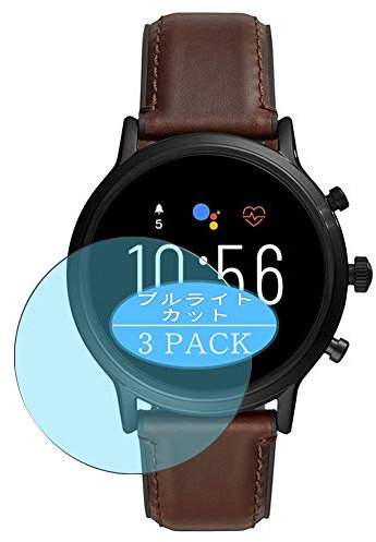 Vaxson Lot de 3 films protecteurs d'écran anti-lumière bleue compatibles avec la montre connectée Fossil Gen 5 The Carlyle HR FTW4026, film protecteur anti-lumière bleue [pas en verre trempé] TPU
