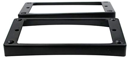 Guyker Curved Bottom Metal Humbucker Pickup Mounting Ring Set - Bridge and Neck Pickups Cover Frame Replacement Compatible with Les Paul LP Style Electric Guitar or Precision Bass(2PCS, Black)