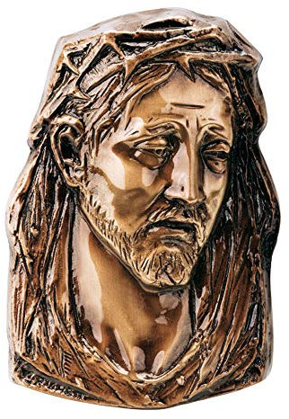 REAL VOTIVA FONDERIE D'ARTE Targa con bassorilievo in Bronzo per Cappella cimiteriale - Gesù di Nazareth coronato di Spine [P.06.2045/19]
