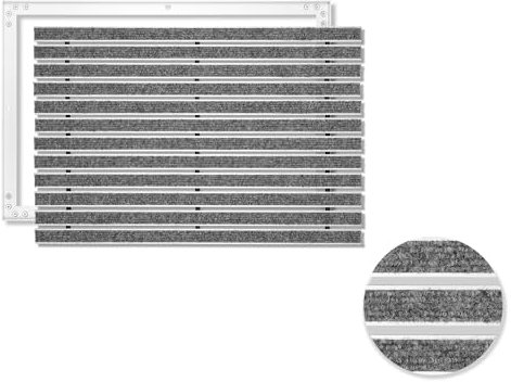 SWmat Fußabtreter für Innen & Außen I Eingangsmatte mit Aluminium Rahmen I Einbau Schmutzfangmatte & eingelassene Fußmatte in Grau I 100 x 50 cm