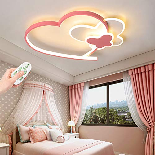 LED Deckenleuchte Kinderlampe Modernes Design Schmetterling Herzförmige Deckenlampe Schlafzimmer Lampe Dimmbar Fernbedienung Beleuchtung Wohnzimmer Babyzimmer Deckenlicht Dekorativen Kronleuchter
