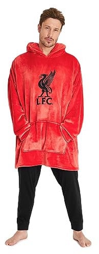 Liverpool F.C. Oversized Hoodie Blanket For Men, Official Football Gifts (Red)