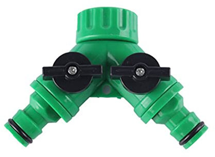 BesDirect Conector de Tubo de Manguera, 2 vías Y Tipo 3/4Conector rápido de Salida de Tubo de Agua de jardín con Interruptor Sistema de riego por Goteo Adaptador de riego de válvula