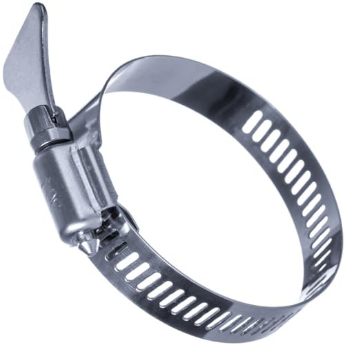 YoiYee Lot de 4 colliers de serrage réglables en acier inoxydable 304 avec vis moletée, collier de serrage en métal de type papillon, sangle d'entraînement pour fixer les tuyaux de gaz/d'eau