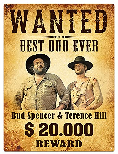 Blechwaren Fabrik Braunschweig GmbH Bud Spencer und Terence Hill - Wanted - Best Duo Ever - Blechschild - 30x40 cm 303/T002