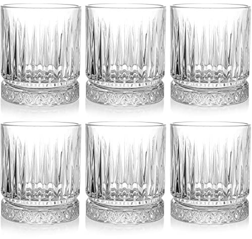 ZEAYEA Set of 6 Whiskey Glasses, 360 ml/12 oz Old Fashioned Glasses Bar Tumblers, Thick Weighted Bottom Rocks Glasses, Clear Bourbon Glass Lowball Glass for Drinking Scotch, Cocktail, Rum