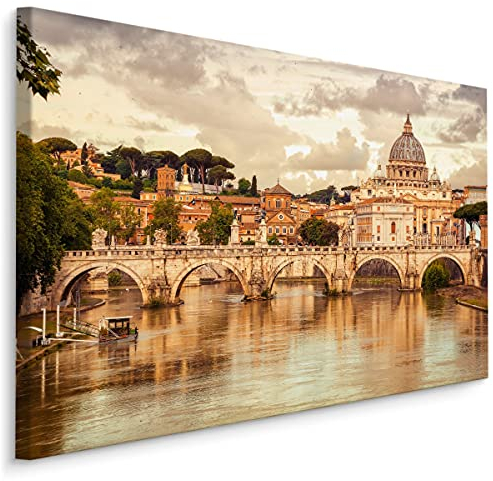 Muralo Leinwandbilder 120x80 Stadt Rom Italien Gebäude Architektur Basilika Canvas Wandbild Kunstdruck Schlafzimmer Wohnzimmer Wanddekoration Design XXL Br. 120 cm x Hö. 80 cm Br. 120 cm x Hö. 80 cm