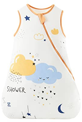 E-RIDES Baby Schlafsack ohne Ärmel 1.5 Tog Winter Schlafsack Weich Ganzjahres Schlafsack aus Baumwolle Reißverschluss für Neugeborene Junge Mädchen, Schlafstrampler für Säugling (Wolke,Large)