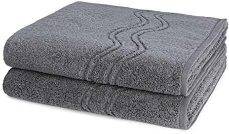Ross - 2 teiliges Frottier-Set - Cashmere Feeling (2 X Duschtuch im Set) - 520 g/m2 - Baumwolle - Walkfrottee - saugstark - weich und flauschig - Anthrazit