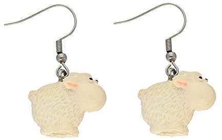 Treuheld® Ohrringe mit weißem Schaf | Damen Ohrhänger mit Anhänger