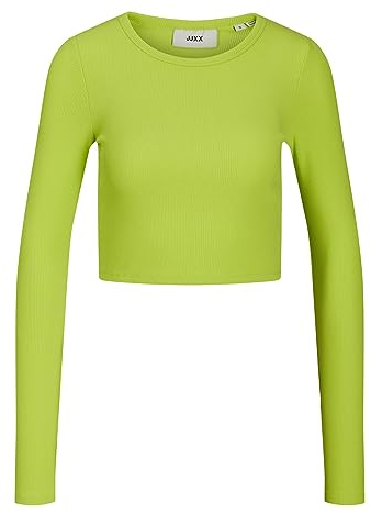 JJXX Jxfeline LS Rib Tee Noos Maglia Manica Lunga, Verde Lime, M Donna