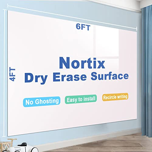 Nortix Pizarra Blanca Adhesiva, Papel Adhesivo Blanco Rollo de Papel Adhesivo Película Autoadhesiva para Pizarra Pegatina de Pared Borrado en Seco Ideal para Escuelas Oficinas Casas,121x182 cm