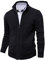 AOLI RAY Herren Cardigan Strickjacke Sweaters Stehkragen Sweaters mit Reißverschluß und Taschen Feinstrike Pullover Schwarz Medium
