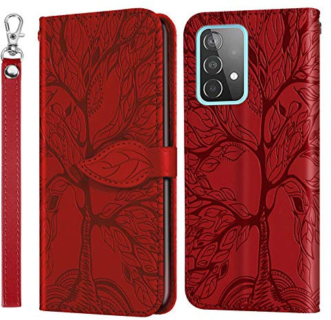 Vkooer Coque pour Samsung Galaxy A23 5G/4G Premium Cuir PU Galaxy M23 Étui Portefeuille à Rabat Housse Flip Case avec Porte Cartes Fermeture Magnétique Etui de Protection, Rouge