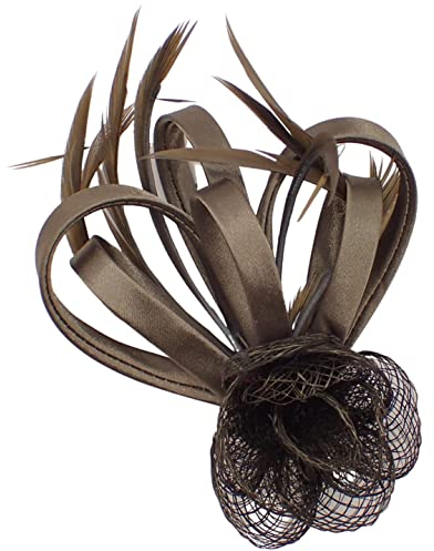 Topkids Accessories Mini-Faszinator-Haarspangen, kleine Faszinator-Faszinator-Blumen-Haarspange, Hochzeitsklammer, königlicher Ascot-Hut (Taupe)