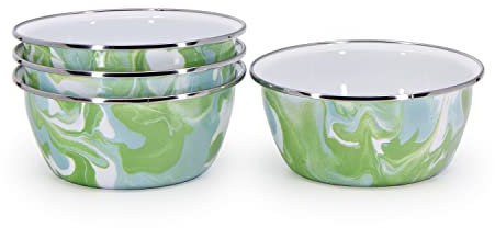 Golden Rabbit Emaillegeschirr – Set mit 4 Salatschüsseln für 3 Tassen (Modern Monet)