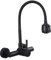 HomeLava Grifo Flexible de 2 Funciones Pulverizador, Grifo Negro Cocina Fregadero de Pared, Giratorio 360°, Acero inoxidable 304