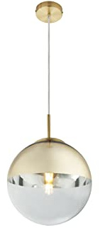 meineWunschleuchte Ausgefallene Pendelleuchte mit Glaskugel 1-flammig, Design in Gold & Klarglas, Ø 25cm