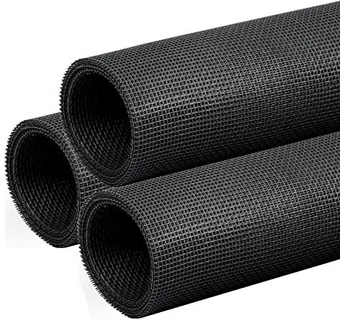 fowong Fly Screen for Windows, 120cm x 120cm X 3 PCS Mosquito Net Insect Mesh Durable Polyester Window Fly Screen Mesh Fitted to Multiple Windows, Black