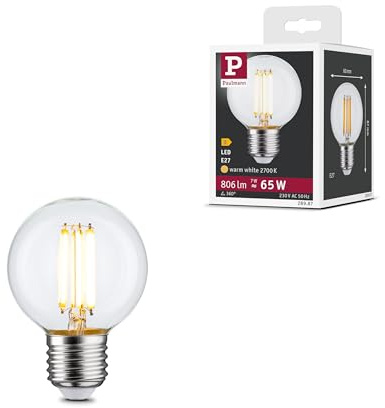 Paulmann 28987 Filament 230V LED Globe G60 E27 7W 230V 806lm 60mm Klar Glas 2700K - Warmweiß Leuchtmittel