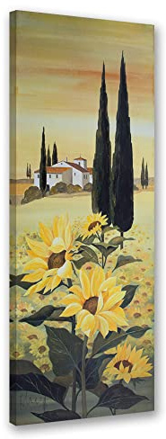 Feeby Bild Auf Leinwand 40x120 cm Sonnenblumen Toskana 1 tlg Modern Vlies Bilder Wandbilder Leinwandbild Kunstdruck Wand Wanddeko Design Schlafzimmer Flur Wohnzimmer Abstraktion Thuja Gelb