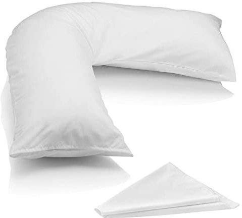 SM Decor Extra Firm V Pillow With Pillowcase - Orthopedic Support Pillow For Neck, Back & Shoulder - Nursing, Maternity & Pregnancy V Shaped Pillow - Extra Hollowfiber Filling & Machine Washable