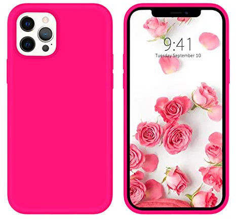 DUEDUE Coque pour iPhone 12 Pro Max Silicone, Coque de Téléphone pour iPhone 12 Pro Max Silicone Rigide Protection Antichoc Solide Durable Intégrale, Coque pour iPhone 12 Pro Max 6,7 Pouces Rose