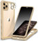 CENHUFO Sichtschutz Hülle für iPhone 11 Pro Max, mit Eingebautem Privacy Panzerglas Displayschutz und Kameraschutz 360 Grad Handyhülle Schutzhülle Stoßfest Bumper Anti Spy Cover Case - Beige/Gold