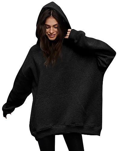 Kapuzenpullover für Frauen Übergroße Kapuze Langarm Pullover Sweatshirts Freundliches Hemd Lässige Baggy Solid Hoodies mit Tasche