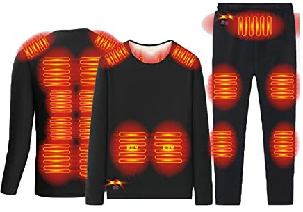 Men's Heatable Underwear Set, Electric USB Heating, 18 Zone Heat Coverage, 3 Temperature Options, Thermal Underwear for Extreme Weather (Color : C-Black (Suit), Size : XL)