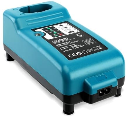 CELLONIC 7.2V-18V Charger Compatible with Makita Ni-MH Ni-Cd Batteries - DC1804, DC1414T, DC1414F 1.5A Replacement Power Tool Battery Charger, Cable and UK Plug Adapter