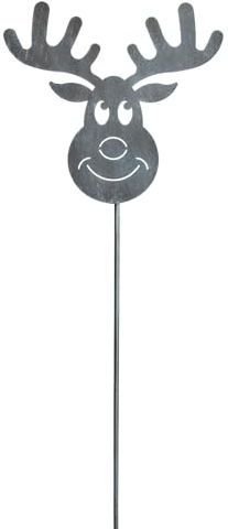 Bornhöft Gartenstecker Elch aus Edelrost Metall Rost Gartendeko Edelrost rostiger Beetstecker 116cm Gartendekoration rostiger Beetstecker (Grau)