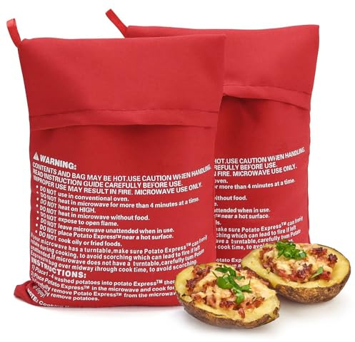 Sac de Cuisson Micro-Ondes pour Pommes de Terre - Lavable et Réutilisable, Express en 4 Minutes (2 Pièces)