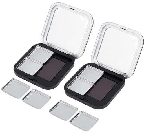 NICENEEDED 2 PCS Blush Pallet Makeup, Empty Eyeshadow Palette, DIY Lipstick Lip Balm Blusher Containers Refillable Makeup Storage Case Box with Mirror Magnetic Pallet