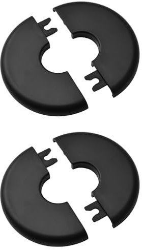 UFURMATE couvre la paroi du tuyau, 2Pcs plaques rondes en plastique à écusson recouvre des couvertures de tuyau de douche décoratives, diamètre intérieur. 23.5mm/0.93inch (noir)