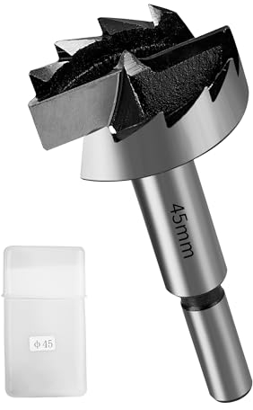 NETONDA Forstnerbohrer 45mm Holzbohrer Ø 45 mm Lochbohrer für Holz Forstner Bit mit Rundschaft - zum Bohren von Sacklöcher - Mehrschneidig
