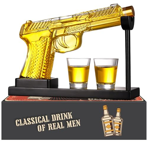 Oaksea Whisky Karaffe, Whisky Dekanter Geschenkset mit 2 Shot Gläsern, Whiskey Geschenke für Männer Vatertag, Lustige Vatertagsgeschenk für Männer Papa Freund Ehemann Geburtstag Geschenkideen