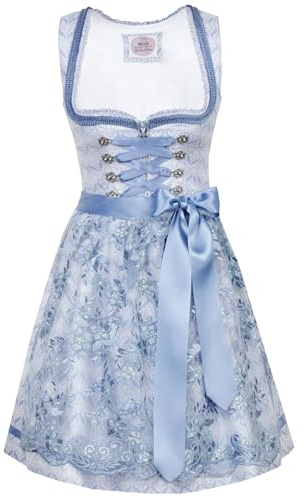 MarJo Dirndl Alessa mit Spitzenschürze 693150 | Wasserblau 50cm 40