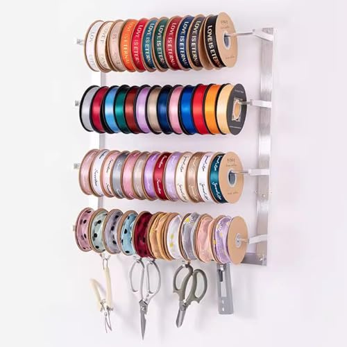 Espositore per Rotoli di Nastro Scaffale Per Nastro A 4 Livelli In Lega Di Alluminio Con Ganci, Espositore Porta Bobina Montato A Parete Per Negozio Di Articoli Da Regalo/Negozio Di Fiori