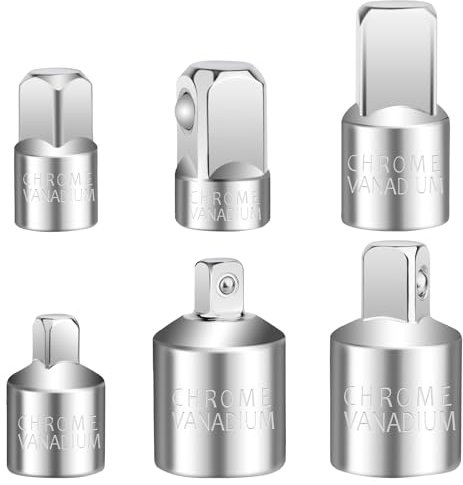 6 Pezzi Adattatore Bussola, Adattatore 1/2 a 3/8, 3/8 a 1/2, 1/2 a 1/4, 1/4 a 1/2, 1/4 a 3/8, 3/8 a 1/4, Adattatori Adattatore per Chiave Cricchetto