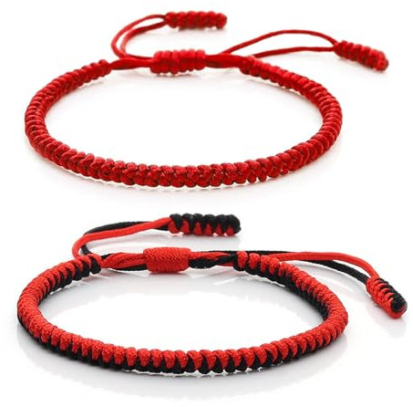 APMGONT Bracelet Porte-Bonheur pour Adolescents,2 Pièces Bracelet Tibétain Porte Bonheur,Bracelets d'amitié Tressés,Bracelets Réglable,Ficelle Chance d'Amitié Pour Homme Femme (ensemble 1)