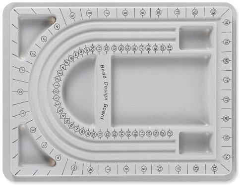 Prasacco Perlenbrett, Graues Kunststoff Perlenbrett mit Beflockung 32,7 x 23,8 cm Perlen Design Board Perlenkette Messplatte DIY-Schmuckwerkzeuge für Halsketten und Armbänder