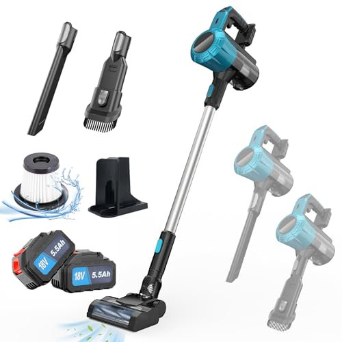 Starmingstm Cordless Vacuum Cleaner for Makita battery,550W 45KPA,Light Weight Handheld Vacuum Cleaners for Home/Pet Hair/Carpets/Hard Floors(2 x 5500mAh battery)