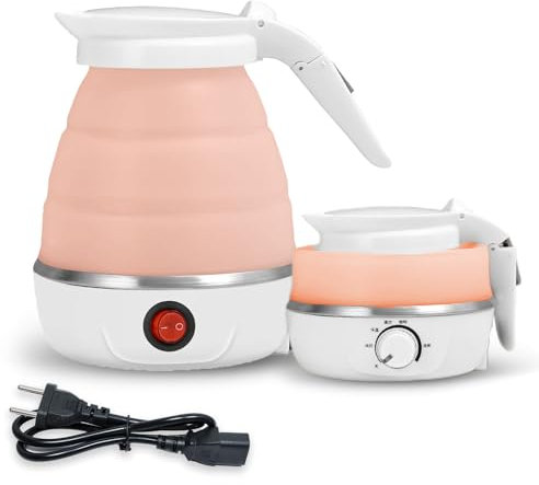 Bollitore pieghevole da 0,6 l in silicone portatile da viaggio, mini bollitore da campeggio, 5 minuti, cottura rapida per cucina, viaggi, campeggio, attività all'aperto