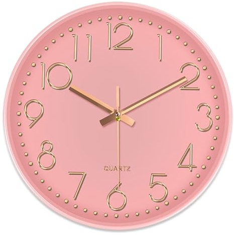 mixed24 Wanduhr Rosa Roségold 30cm rund ohne Tickgeräusche Minimalistisch Modern Leicht zu lesen Uhr Analog