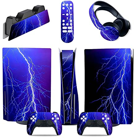 Pegatinas 55108 Para PS5 Consola Disc Edition & Digital Pegatina Vinilo Calcomanía Cubierta Para Ps5 Mando & Estación Carga & Auriculares & Multimedia Cubierta De Calcomanía(Digital Edition)