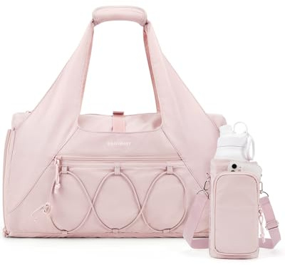 BAGSMART 25L Womens Gym Bag, Shoes Wet Compartment, Sports Duffle for Yoga | Lightweight Holdall with Water Bottle Pouch, Cabin Bag for EasyJet, Water-resistant, Pink